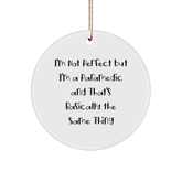 Rescue Worker Gifts - Funny Circle Ornament for Friends and Family, 'I'm Not Perfect But I'm A Rescue Worker', Christmas Unique Gifts from - Image 1
